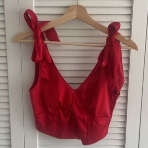 Corset style satin red top